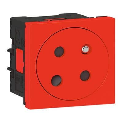 Prise de courant 2P+T Surface à détrompage Mosaic Link raccordement latéral 2 modules - rouge Legrand 077170L