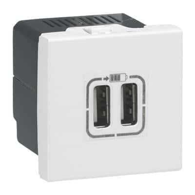Chargeur 2 USB Type-A Mosaic 2 modules 230V - blanc Legrand 077594