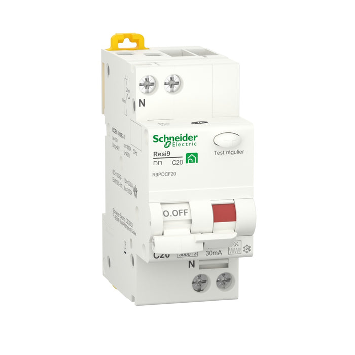 Disjoncteur différentiel Resi9 xp 20A - 1P+N courbe C 30mA type FSI - Schneider R9PDCF20