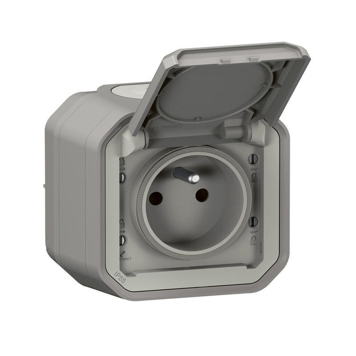 Prise de courant 2P+T Plexo étanche - IP55 complet gris saillie - Legrand 069731L