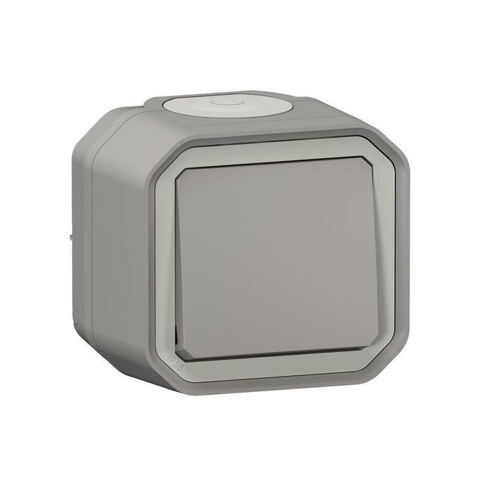 Bouton poussoir NO Plexo étanche - IP55 complet gris saillie - Legrand 069720L