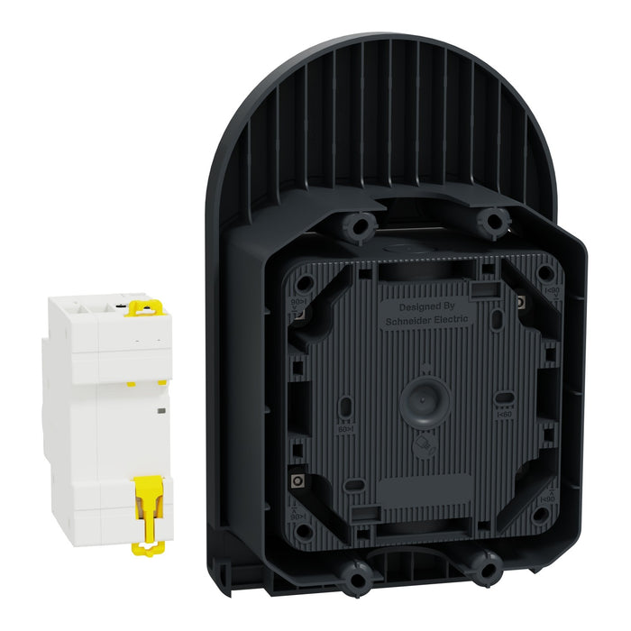 Kit Mureva EVlink - prise courant 2P+T renforcée pour véhicule électrique avec disjoncteur - IP66 gris - Schneider MUR36016
