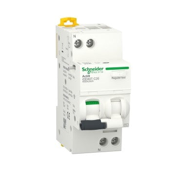 Disjoncteur différentiel Acti9 - iDD40T - 1 P+N 20A type AC 4500A/6kA 30mA Schneider Electric A9DA2620