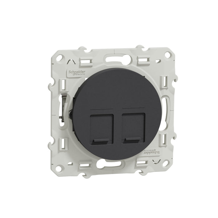 Schneider Odace - prise double RJ45 anthracite - grade 3 catégorie 6 stp - S540486