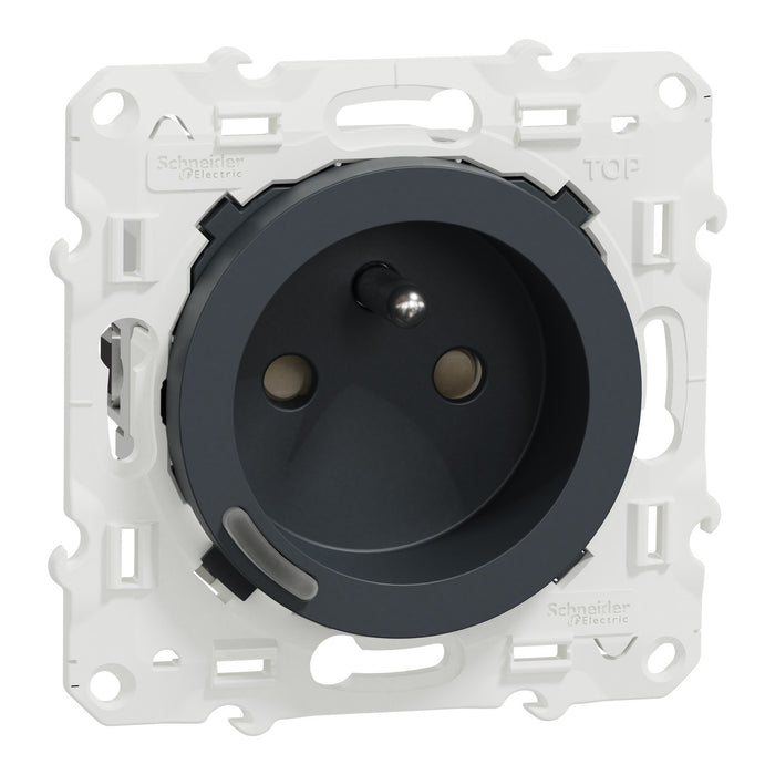 Wiser Odace - prise 2P+T connectée 16a - zigbee anthracite - Schneider S540559