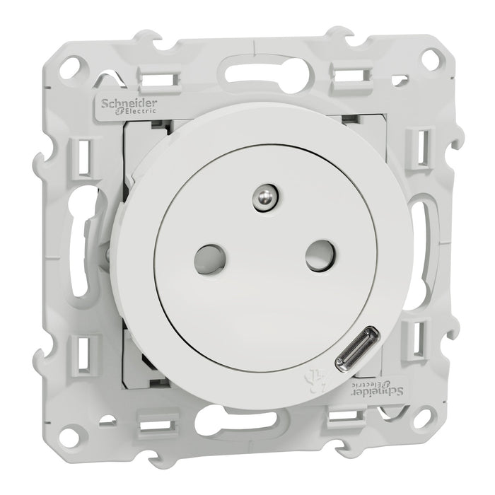 Schneider Odace - prise de courant affleurante + usb C 10.5W blanc - S520089