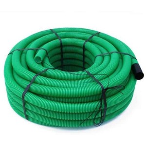 Gaine tpc diamètre 40mm verte couronne de 25m avec fil tire-aiguille COURANT