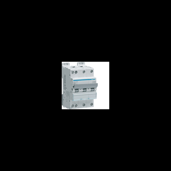 Disjoncteur 3P+N 6/10kA Courbe C 10A 3 modules HAGER NFT810