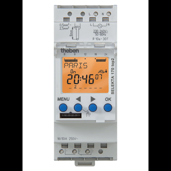 Interrupteur astronomique modulaire 7 jours 1NO + 1NF Selekta 170 top 2