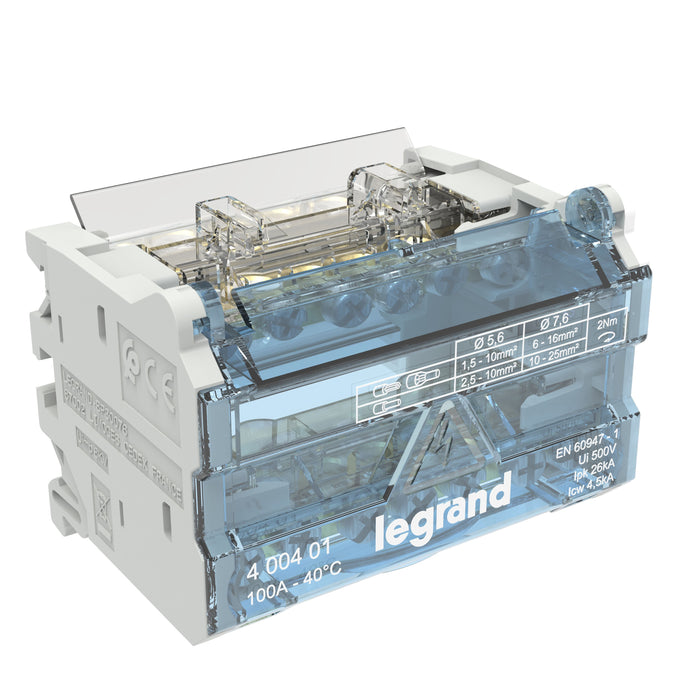 Répartiteur modulaire à barreaux étagés- 2P 100A 6 départs 4 modules LEGRAND 400401