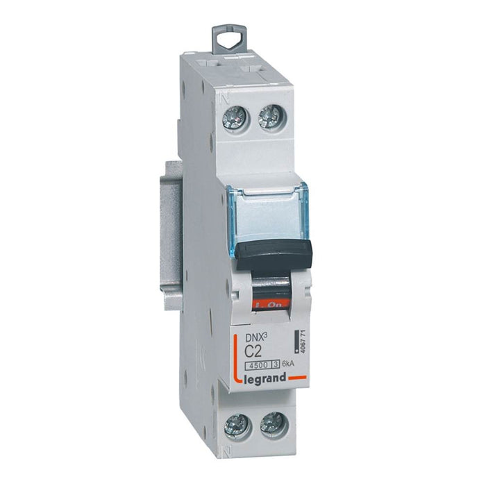 Disjoncteur DNX³ phase + neutre 230V 2A 4,5kA vis/vis LEGRAND 406771