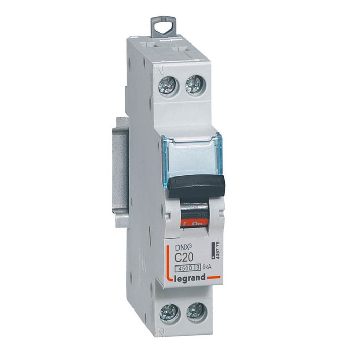 Disjoncteur 20A DNX³ phase + neutre 230V 4,5kA vis/vis - LEGRAND 406775