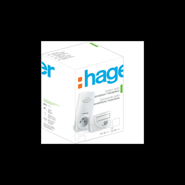 HAGER Pack Mélody 10 carillons 220V avec émetteur et récepteur et prise gigogne 53623