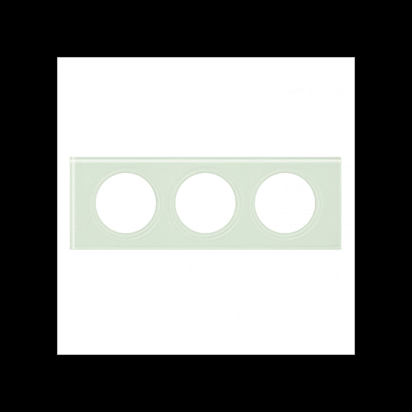 Céliane plaque Matière 3 postes entraxe 71mm Verre Kaolin 069313