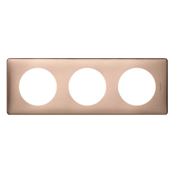 Céliane plaque métal 3 postes Copper - Legrand 068993