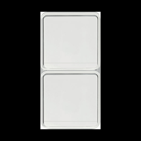 Prise de courant double verticale 2P+T étanche cubyko complet blanc HAGER WNC132B