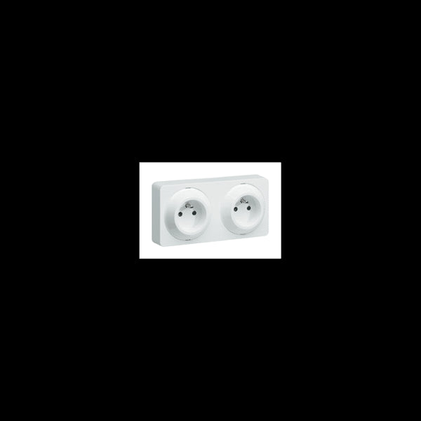 Ateha prise double horizontale 2P+T précâblée complet Hager WJC122B
