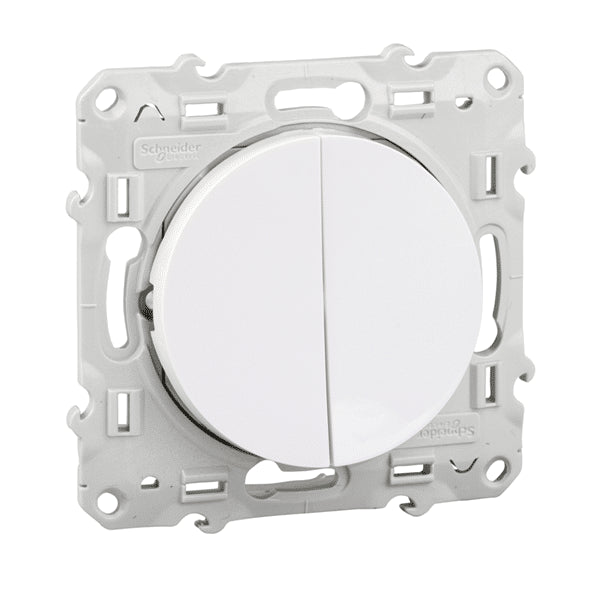 Interrupteur Odace double va-et-vient blanc - connexion rapide - Schneider S520214