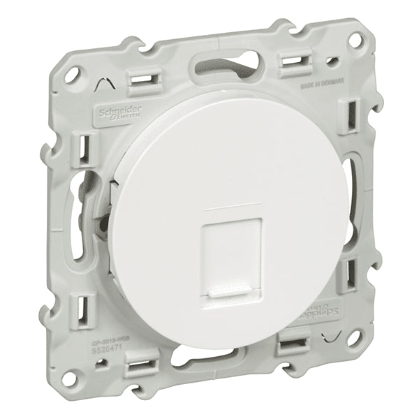 Schneider Odace prise RJ45 blanc grade 1 téléphone et informatique cat.6 UTP S520475