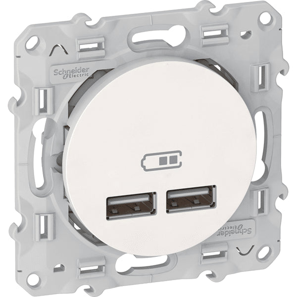 Schneider Odace double chargeur USB 2.1 A blanc - S520407