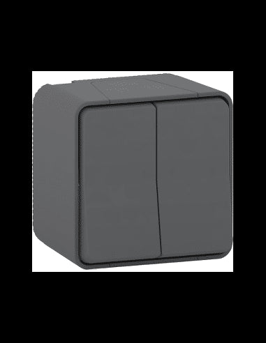 Double va et vient étanche saillie Mureva Styl - IP55 gris complet - Schneider MUR35022