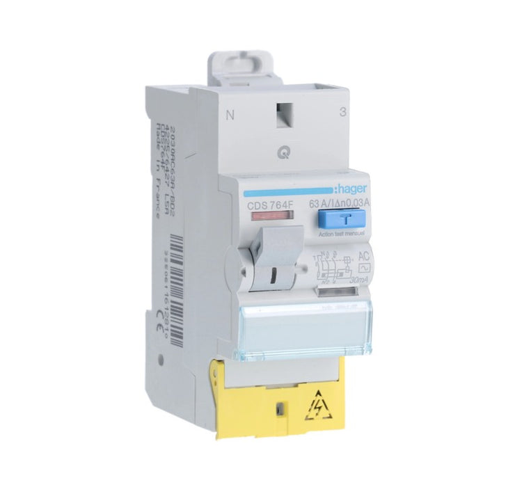 Interrupteur différentiel - 2P 63A 30mA type AC SanVis - Hager CDS764F