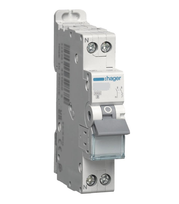 HAGER Disjoncteur Phase+Neutre 3kA courbe C 16A MFN716