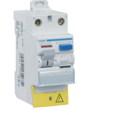 HAGER Interrupteur différentiel 2P 63A 30mA AC borne décalée CDC764F