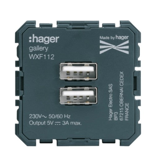 Hager Gallery mécanisme chargeur USB WXF112