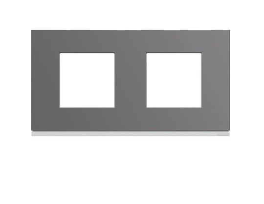 Plaque gallery plastique peint 2 postes horizontale 71mm taupe Hager WXP0912