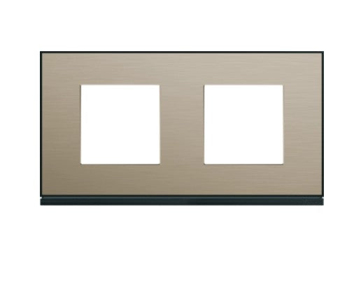 Hager - Plaque de finition Gallery 2 postes Bronze horizontale entraxe 71 mm WXP2212
