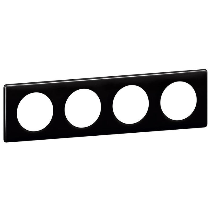 Céliane plaque Laqué 4 postes Noir Legrand 066684