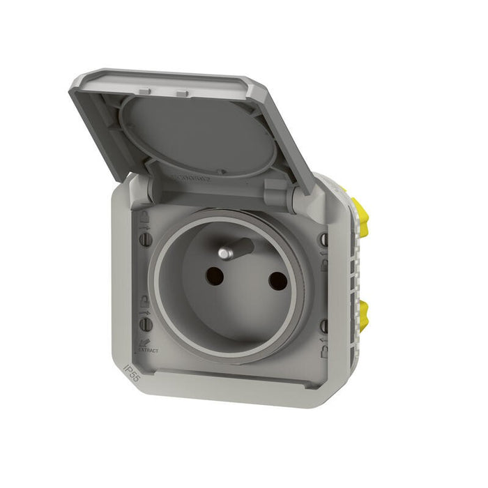 Prise de courant 2P+T  Plexo étanche - IP55 composable gris - Legrand 069551L
