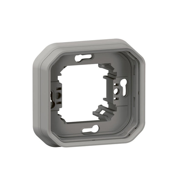 Support plaque étanche pour montage encastré 1 poste Plexo - gris 069681L