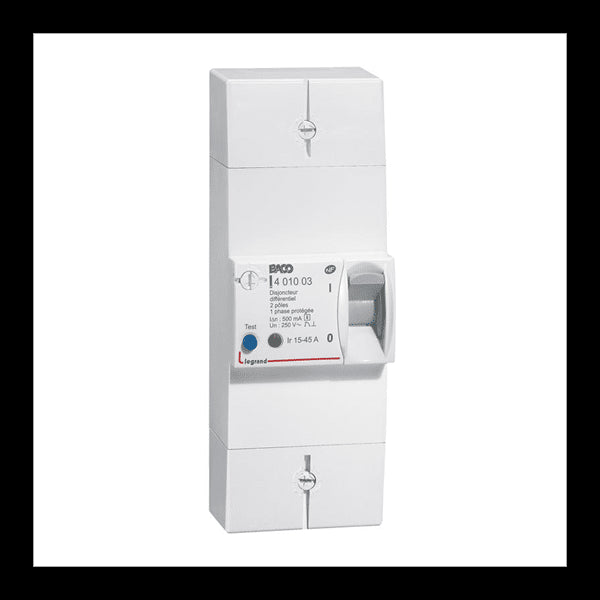 Legrand disjoncteur de branchement enedis bipolaire 45a 500ma sélectif 401003