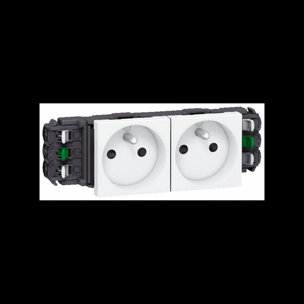 Prise double mosaic pour goulotte 2X2P+T - Legrand 077302