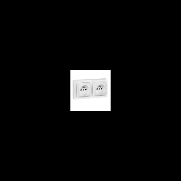 Double prise 2P+T précâblée appareillage saillie complet Blanc LEGRAND 086078