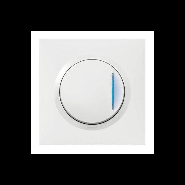 Poussoir Dooxie simple avec voyant avec plaque blanche et griffes LEGRAND 600716