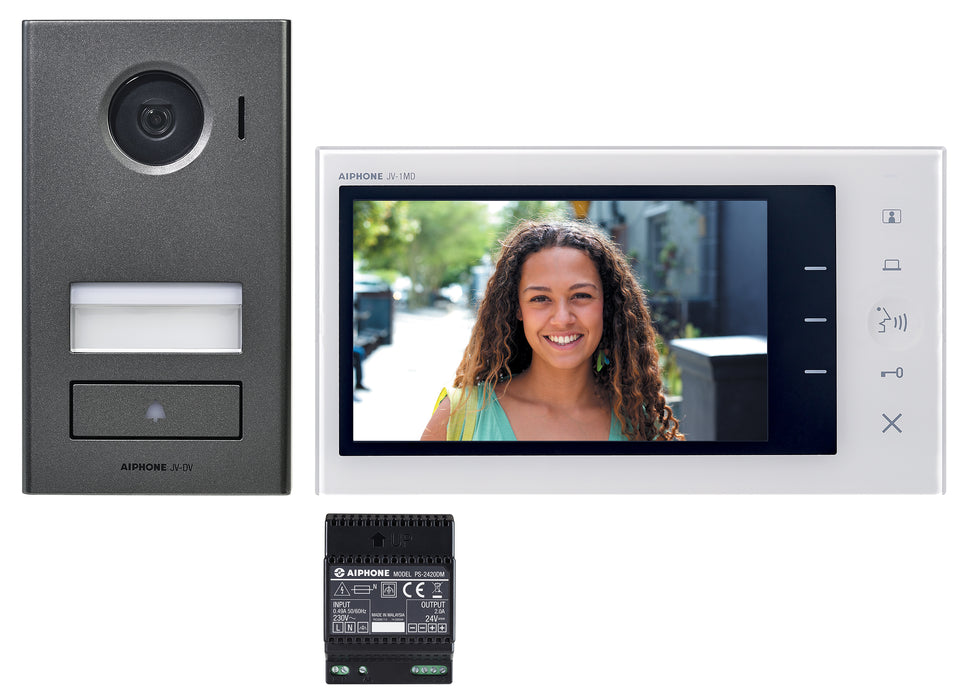 Kit visiophone 7" en saillie 2 fils avec mémoire d'images - Aiphone JVS1V