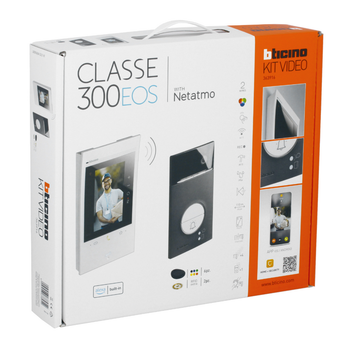 Kit portier vidéo classe 300x connecté wifi noir - assistant vocal Alexa intégré - Bticino 363916