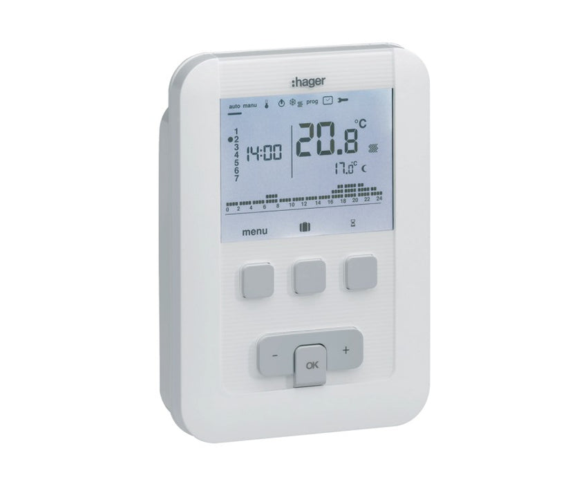 HAGER Thermostat d'ambiance programmable digital 2 fils sur 7 jours EK520