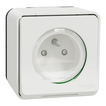 Mureva Styl Prise de courant complète 2P+T blanc saillie - IP55 - MUR39030 Scheinder Electric