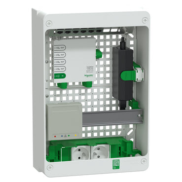 Coffret de communication Resi9 Connect - 13 modules 2 rangées avec Switch 5 ports PoE 6 RJ45 3TV - R9H13402VDIXS Schneider Electric