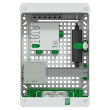 Coffret de communication Resi9 Connect - 13 modules 2 rangées avec Switch 5 ports PoE 6 RJ45 3TV - R9H13402VDIXS Schneider Electric