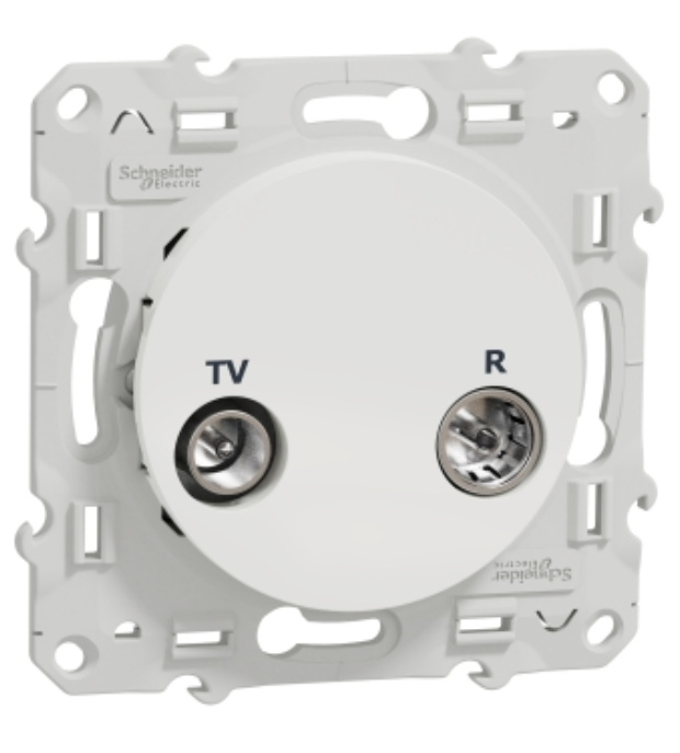 Prise TV/FM Odace Blanc, pour système en série, passage, à vis Schneider Electric S520453