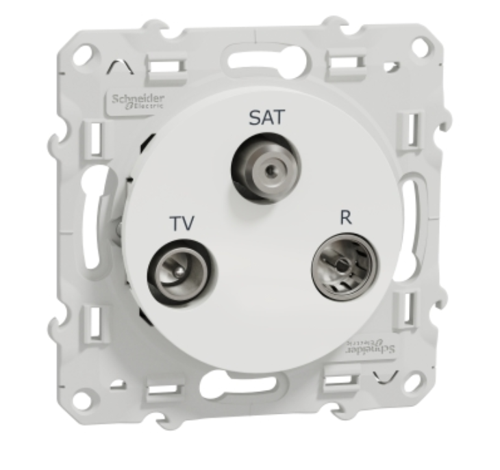Prise Odace TV/FM/SAT Blanc, 1 entrée, à vis Schneider Electric S520461