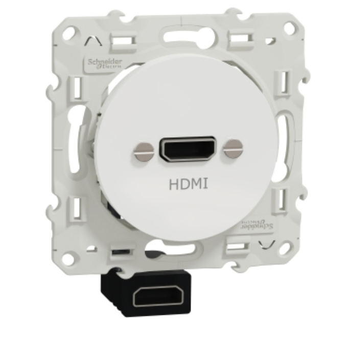 Prise HDMI Odace type A - Blanc - prise femelle / câble femelle à l'arrière Schneider Electric S520462