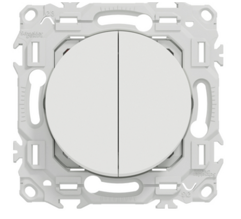 Schneider Odace - interrupteur double va et vient - bouton poussoir blanc - S920214