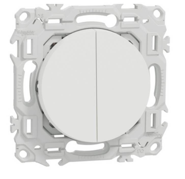 Schneider Odace - interrupteur double va et vient - bouton poussoir blanc - S920214