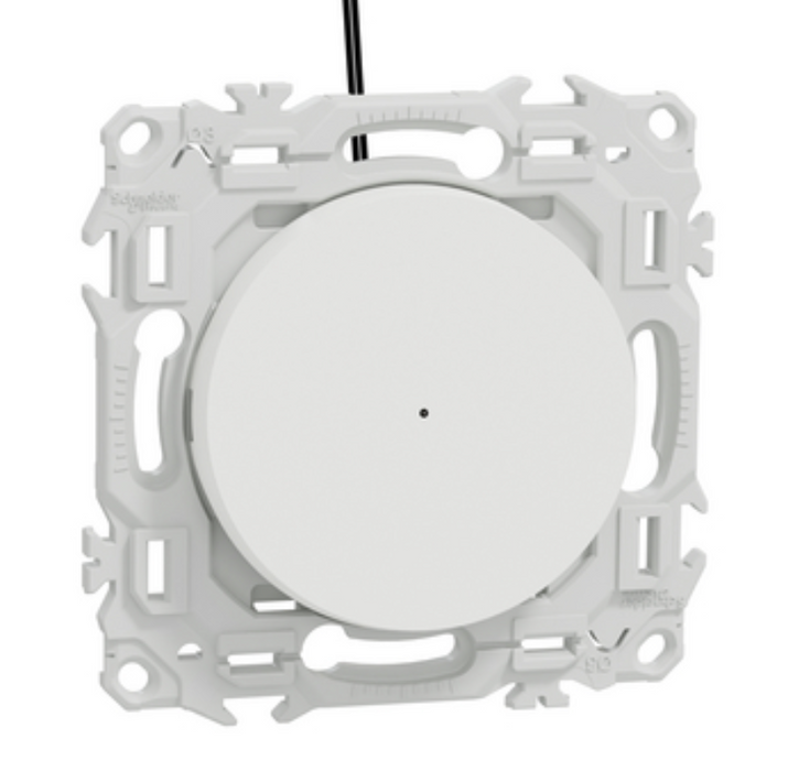 Schneider Odace - interrupteur va et vient - bouton poussoir blanc à voyant lumineux vert - S920263